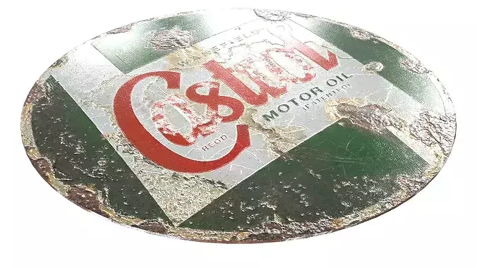 Vintage Castrol Oil Enamel Sign Low-poly 3D model 4