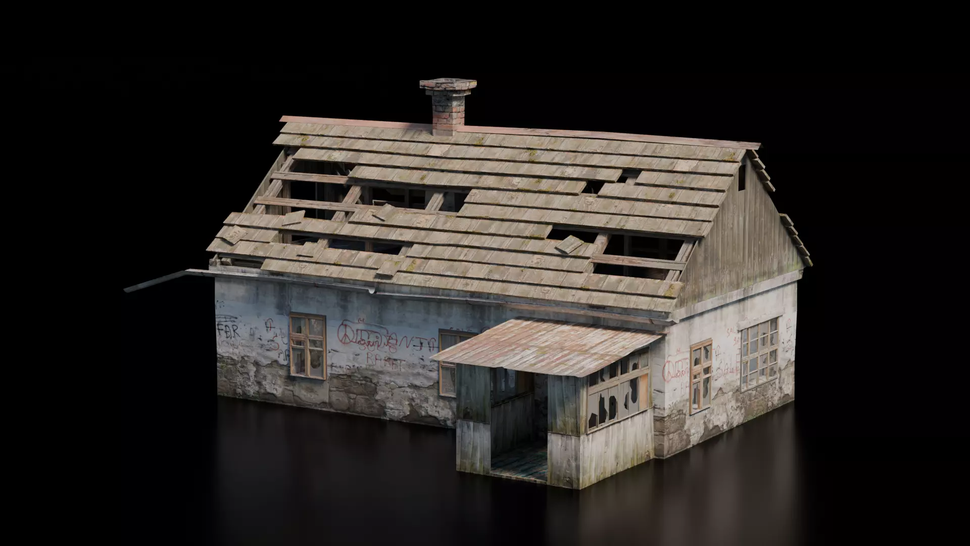 Abandoned House 24 Low-poly 3D model