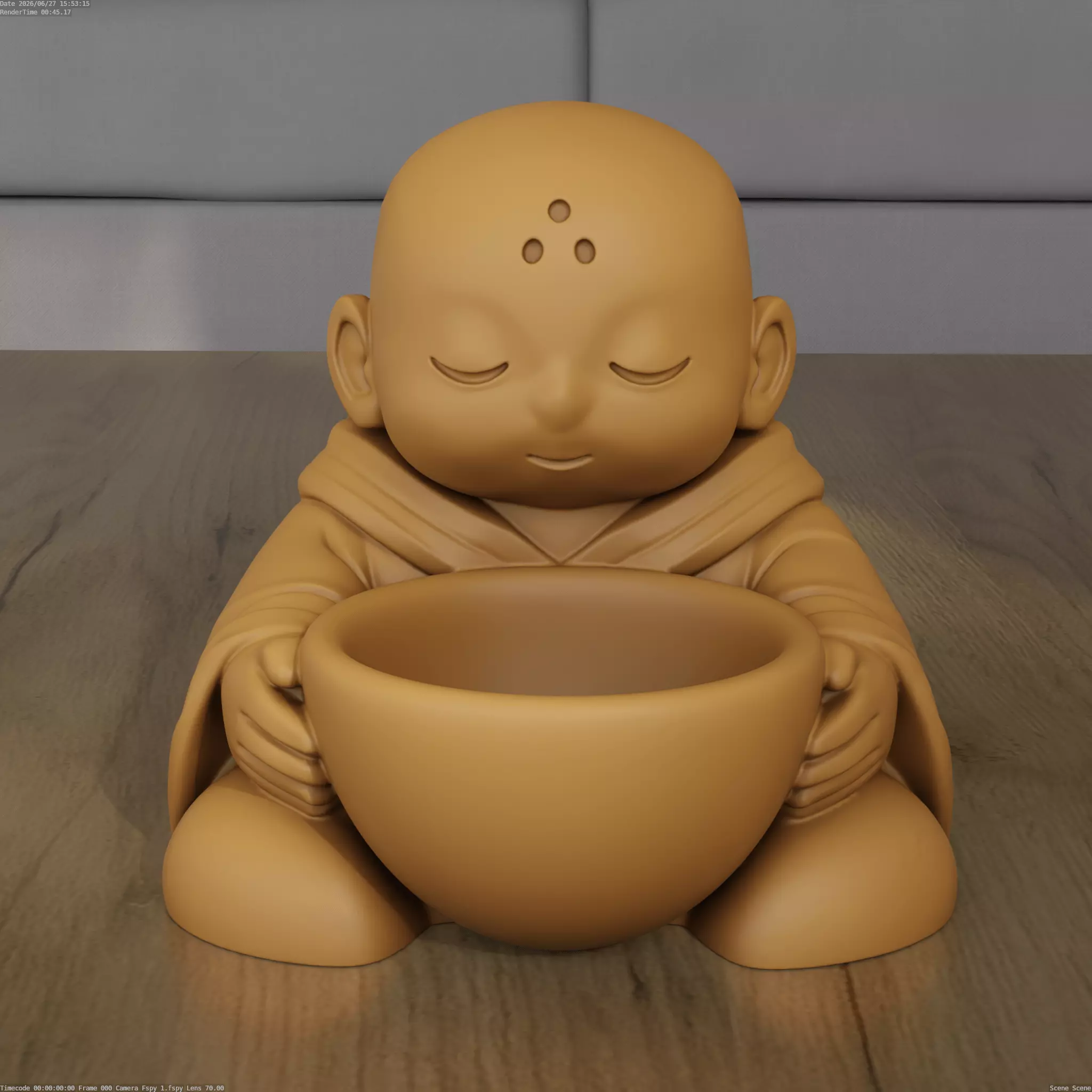 Cute Monk Planter Desk Organizer 3D Model 3D print model