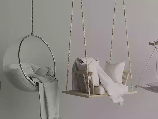 Hanging Swing Chairs  Hanging Chair Series Low-poly 3D model 4