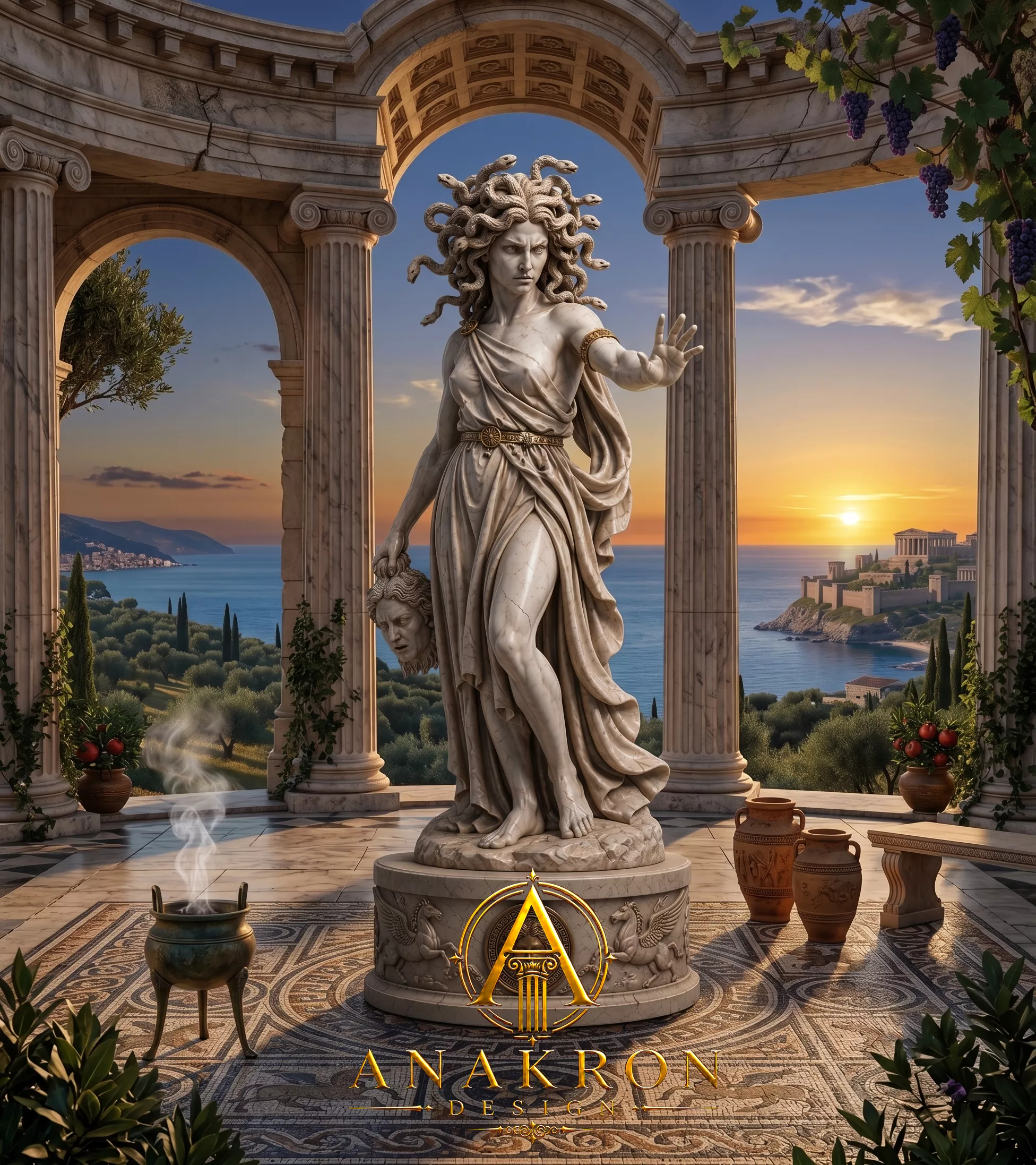 Medusa Gorgon Monster With Perseus Head Statue 3D print model
