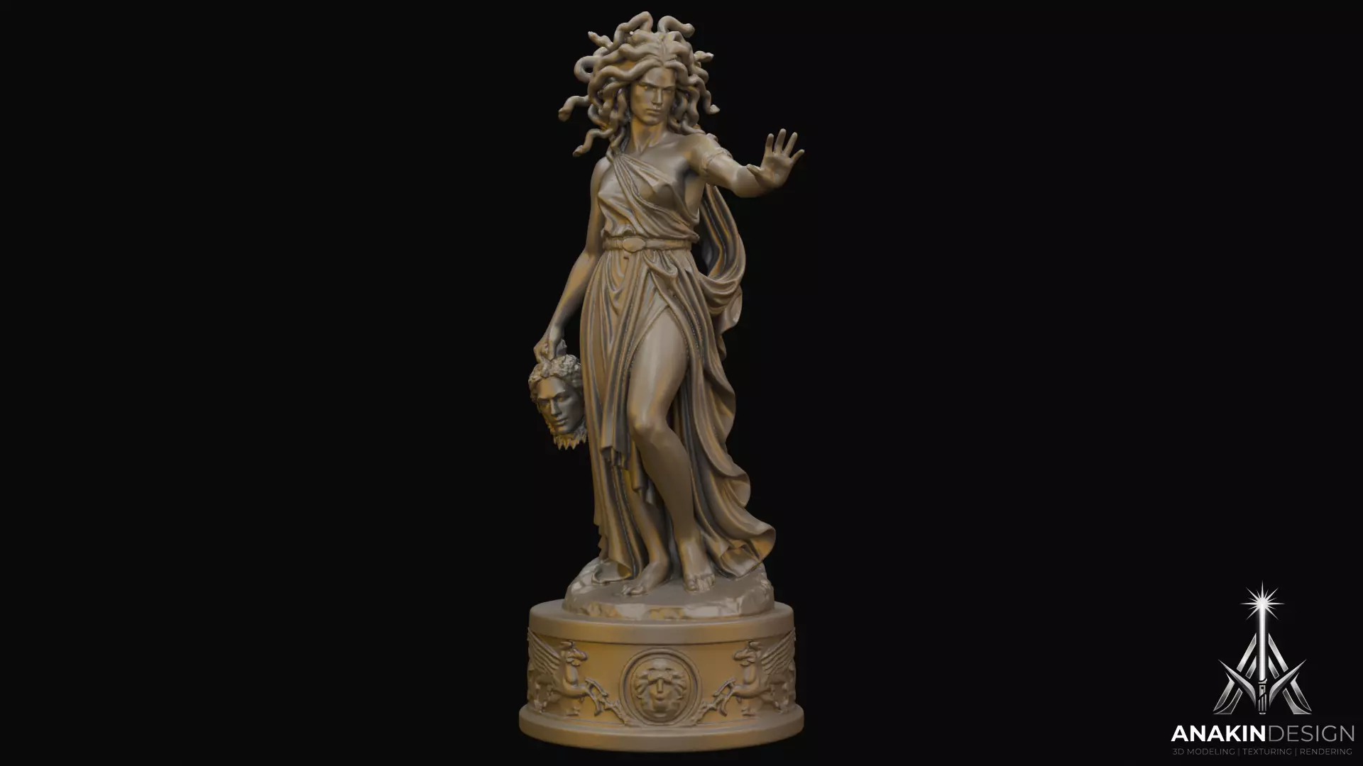 Medusa Gorgon Monster With Perseus Head Statue 3D print model