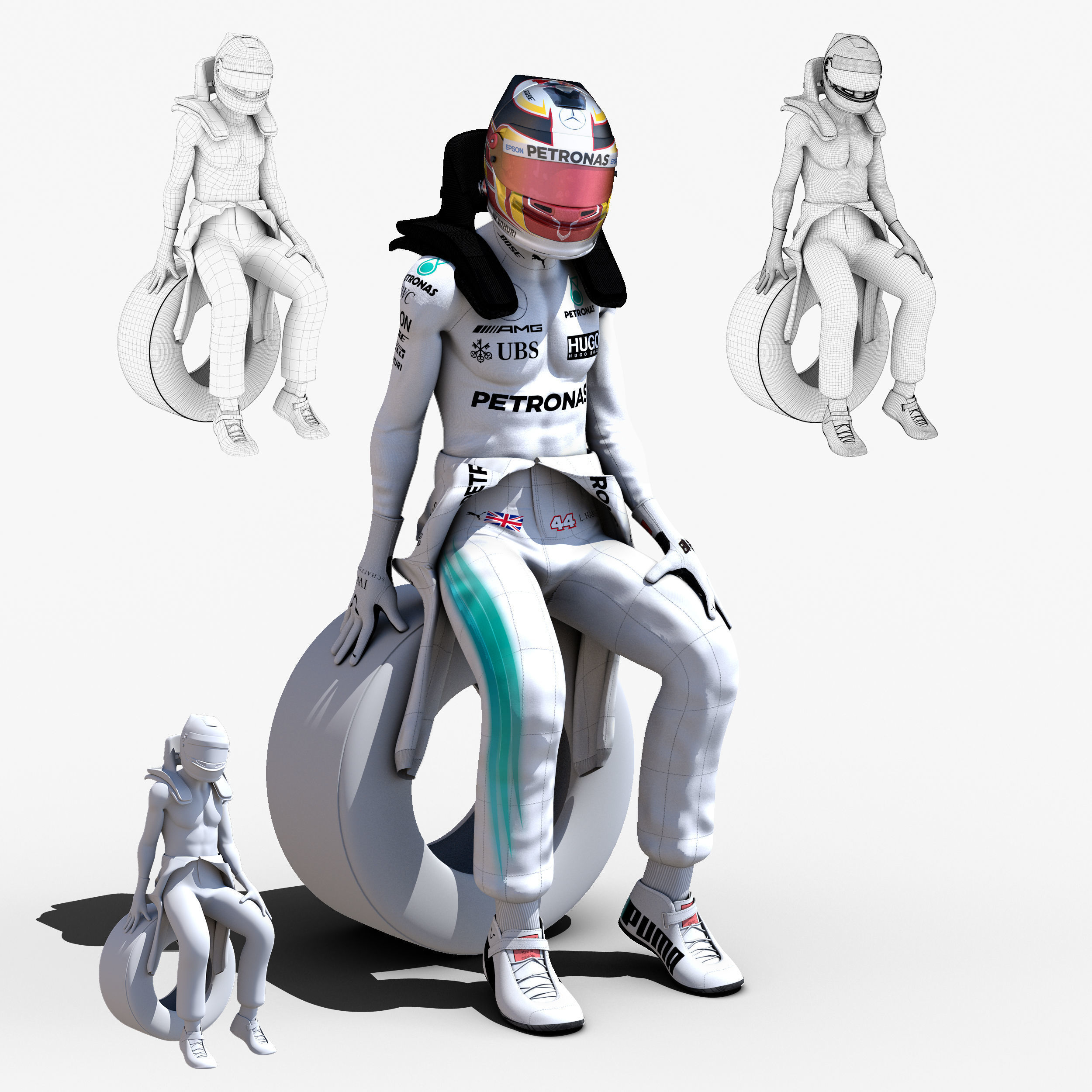 Lewis Hamilton 2017 Low-poly 3D model_2