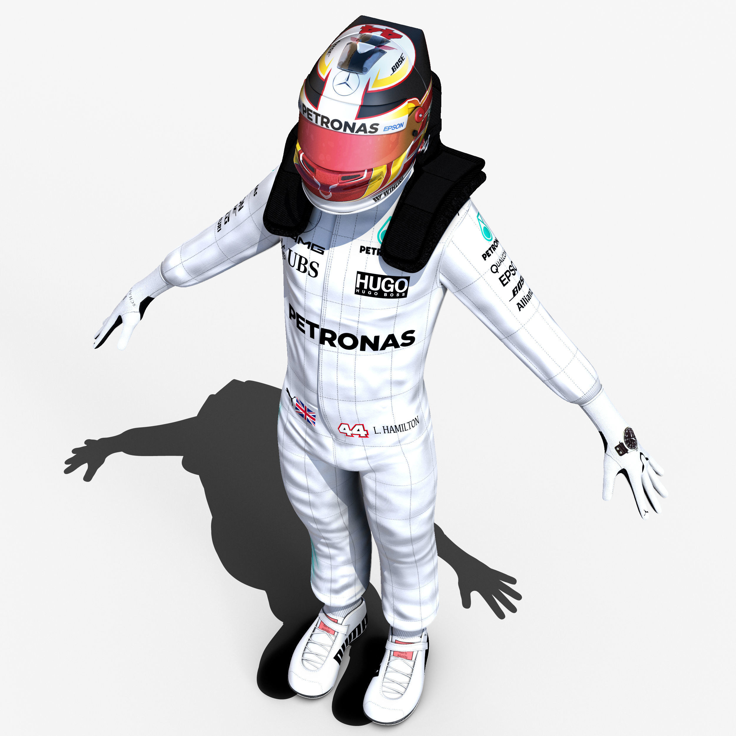 Lewis Hamilton 2017 Low-poly 3D model_12