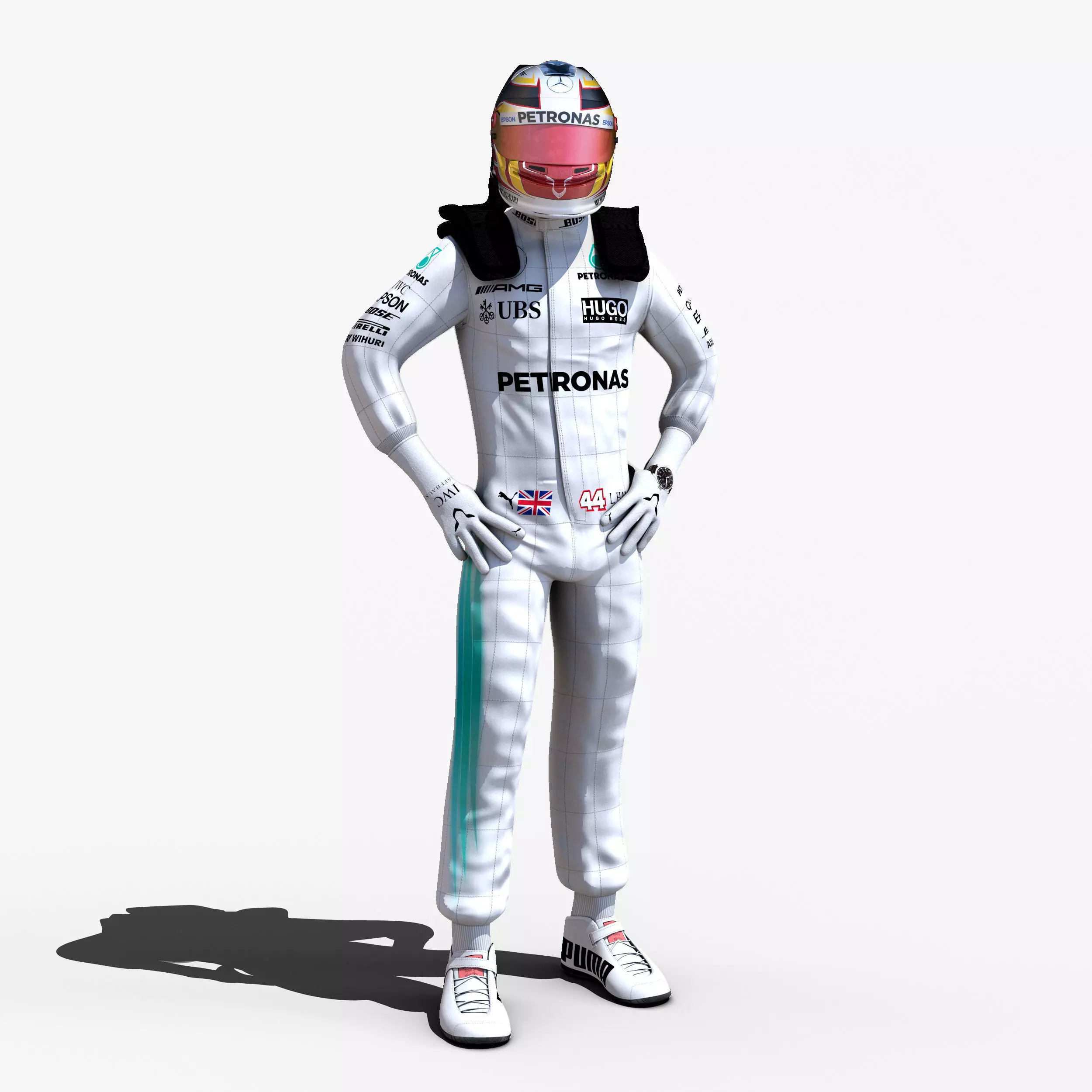 Lewis Hamilton 2017 Low-poly 3D model_0
