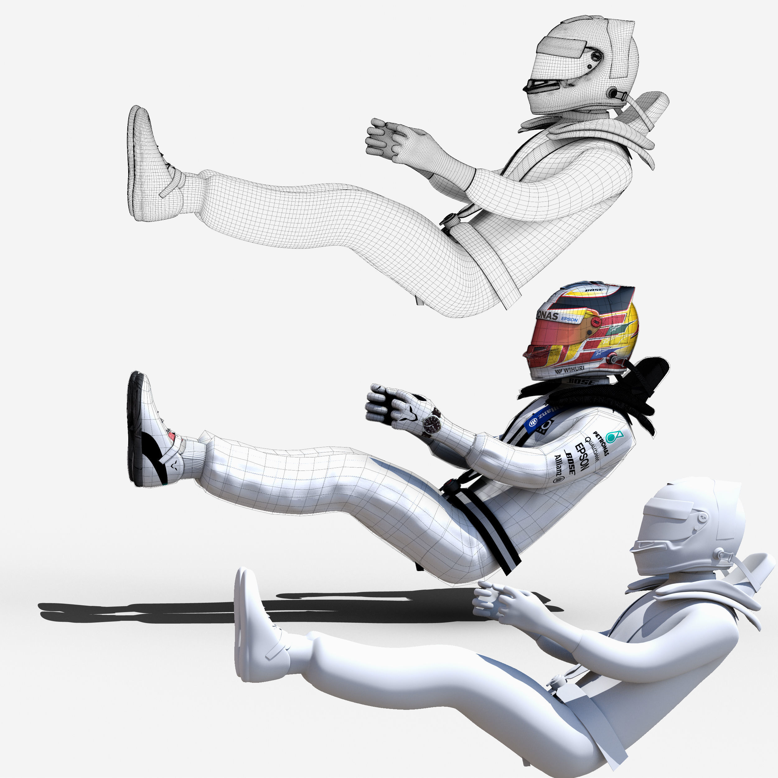 Lewis Hamilton 2017 Low-poly 3D model_6