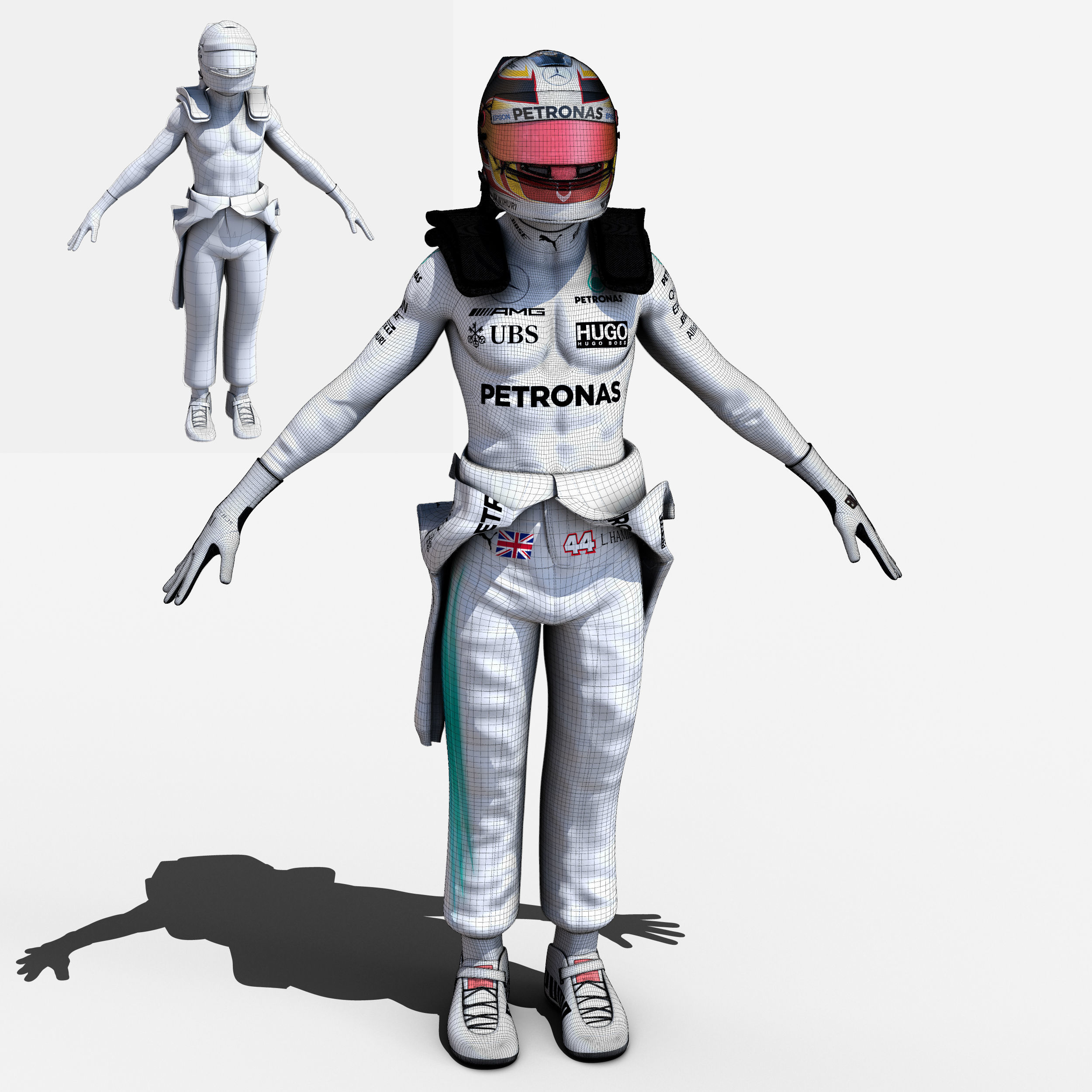 Lewis Hamilton 2017 Low-poly 3D model_1