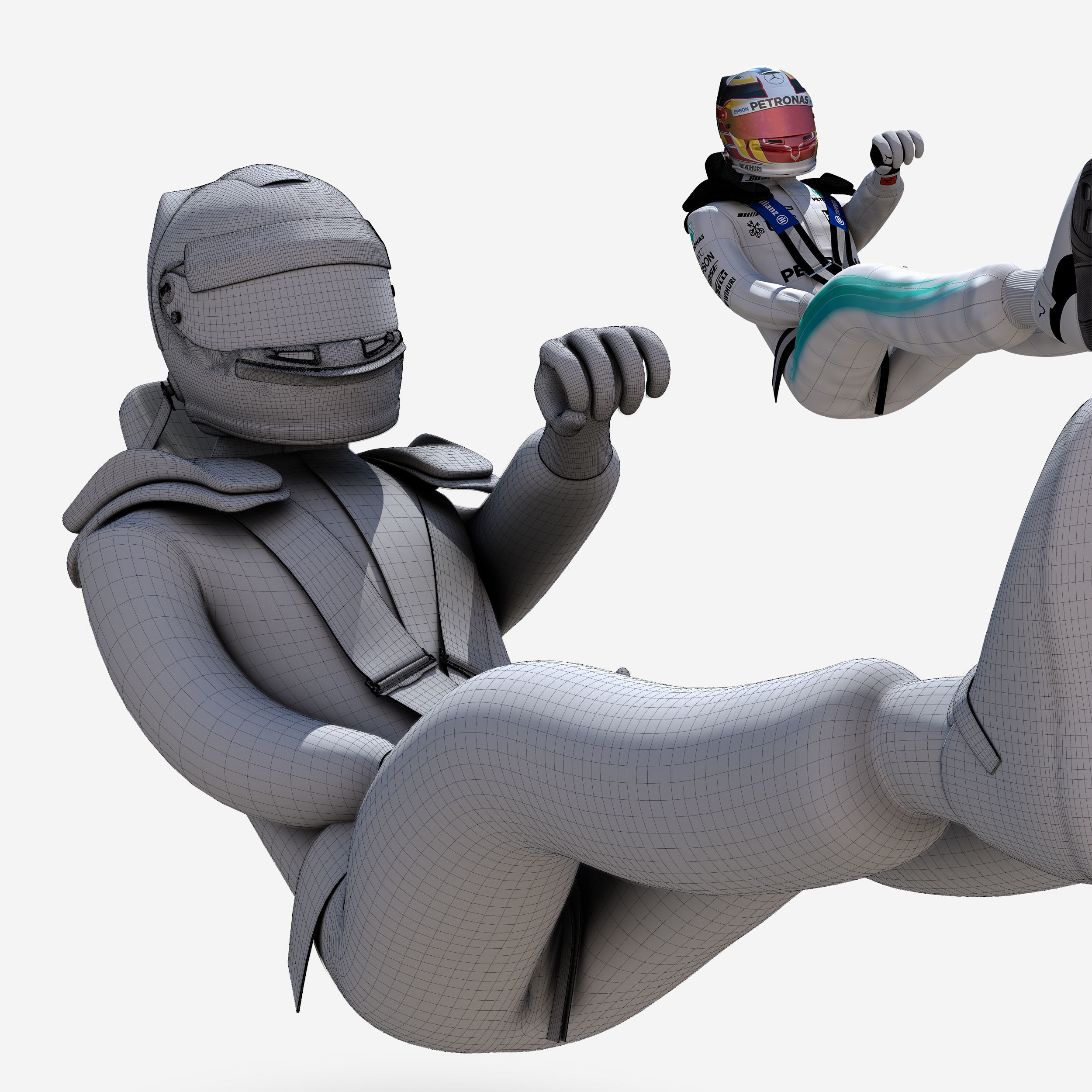 Lewis Hamilton 2017 Low-poly 3D model_3