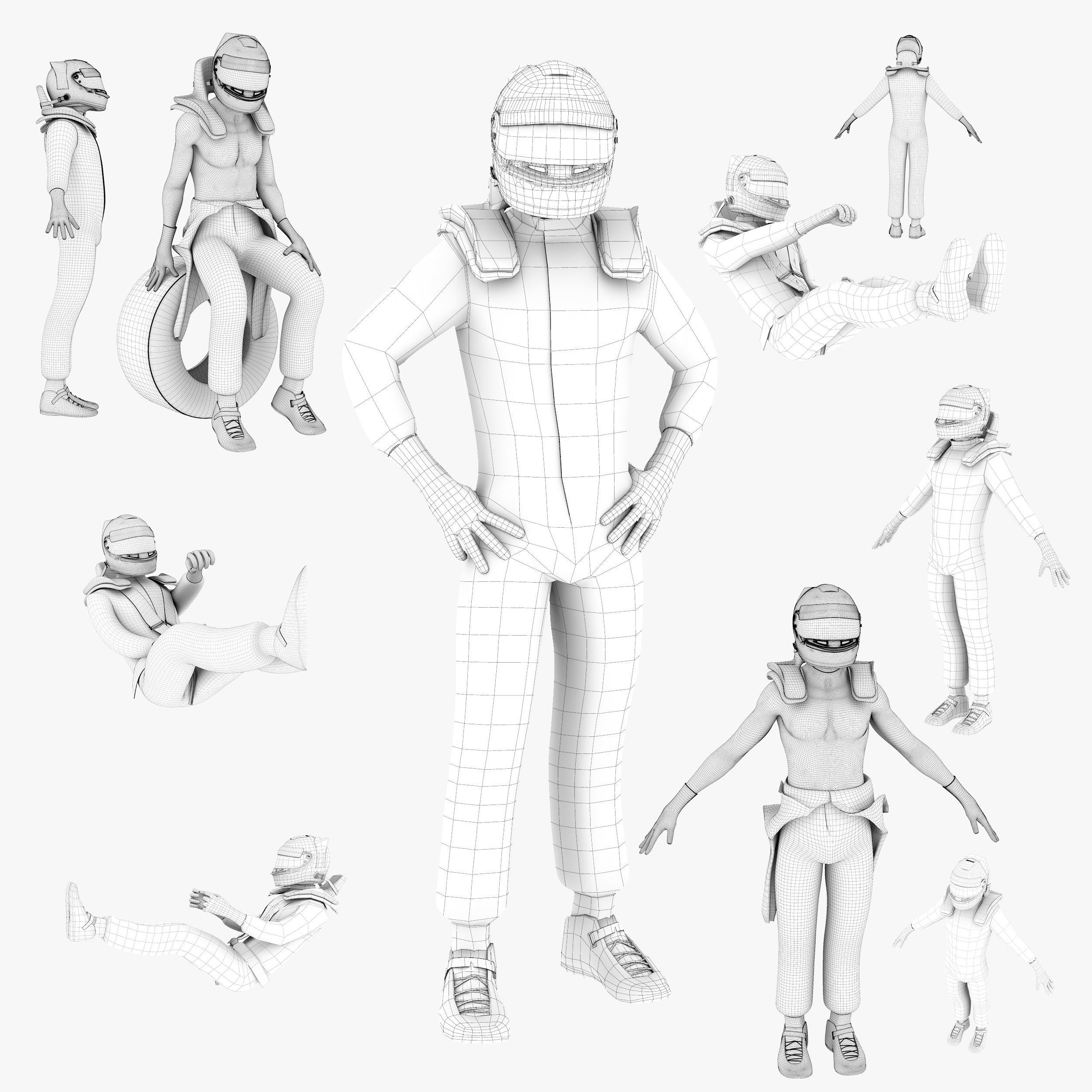 Lewis Hamilton 2017 Low-poly 3D model_8