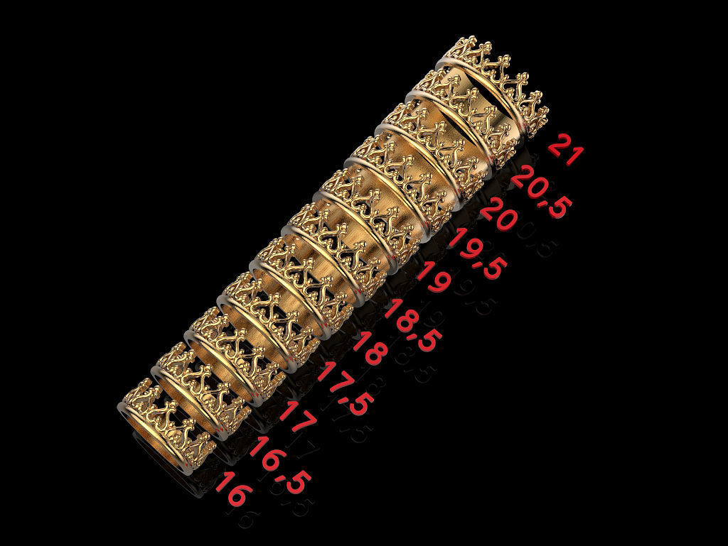 Crown ring 3  plus many sizes  3D print model_2