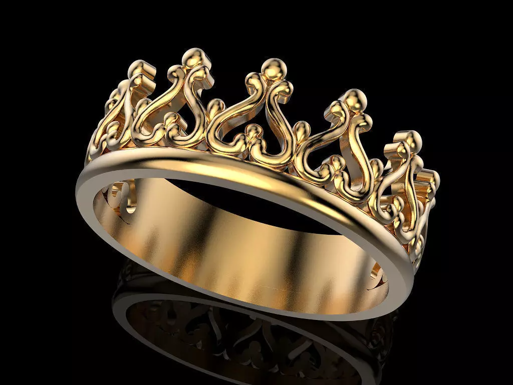 Crown ring 3  plus many sizes  3D print model_0