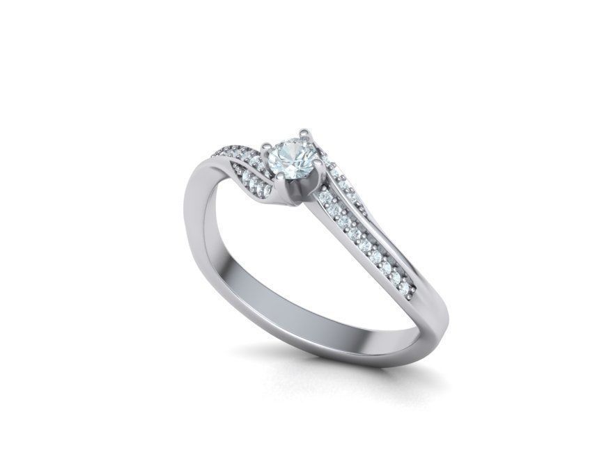 Bypass SolitaireEngagement ring  3D print model_9