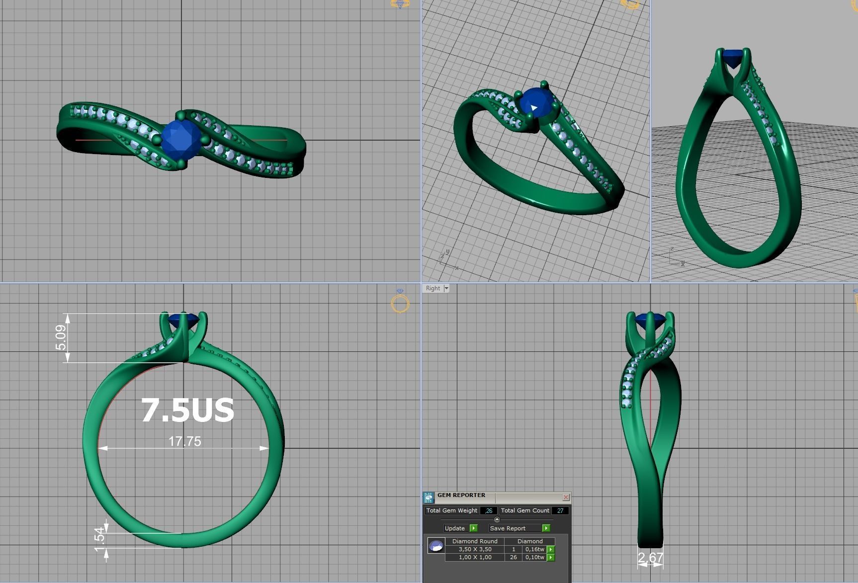 Bypass SolitaireEngagement ring  3D print model_12