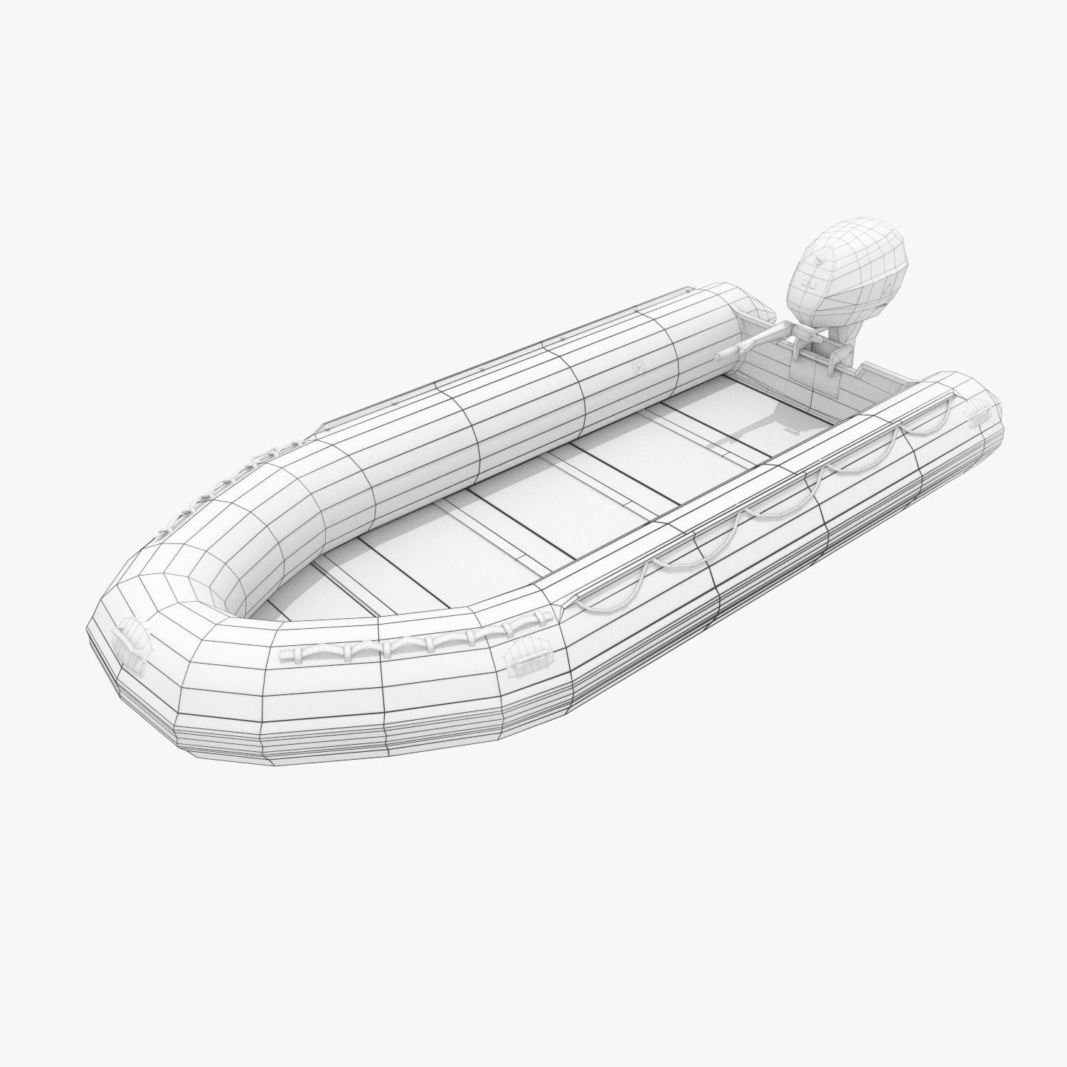 Inflatable Boat - Lifeboat Low-poly 3D model_1