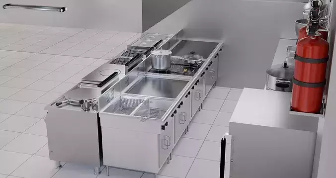 kitchen commercial 3D model 5