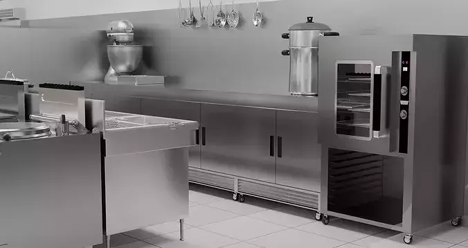 kitchen commercial 3D model 6