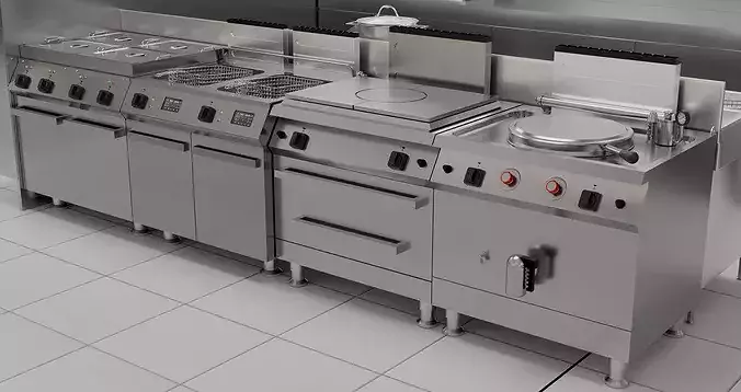 kitchen commercial 3D model 7