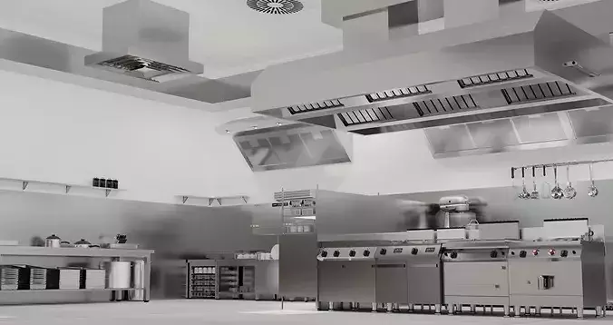 kitchen commercial 3D model 2