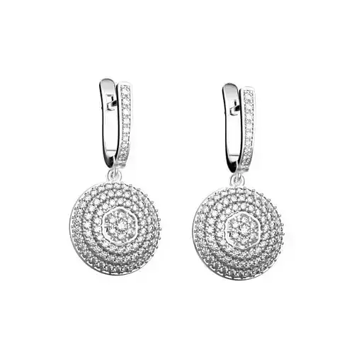 Round earrings covered with stones 