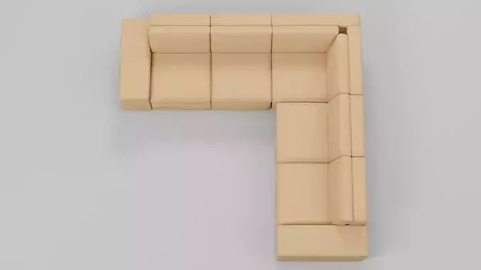 Modern L-Shaped Modular Sectional Sofa 06 Low-poly 3D model 4