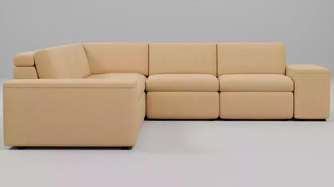 Modern L-Shaped Modular Sectional Sofa 06 Low-poly 3D model 3