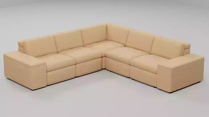 Modern L-Shaped Modular Sectional Sofa 06 Low-poly 3D model