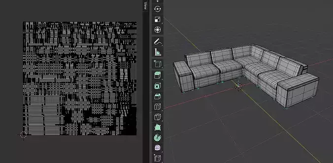 Modern L-Shaped Modular Sectional Sofa 06 Low-poly 3D model 7