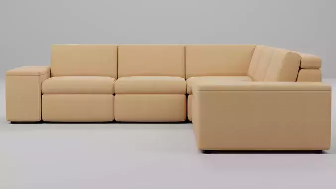 Modern L-Shaped Modular Sectional Sofa 06 Low-poly 3D model 2