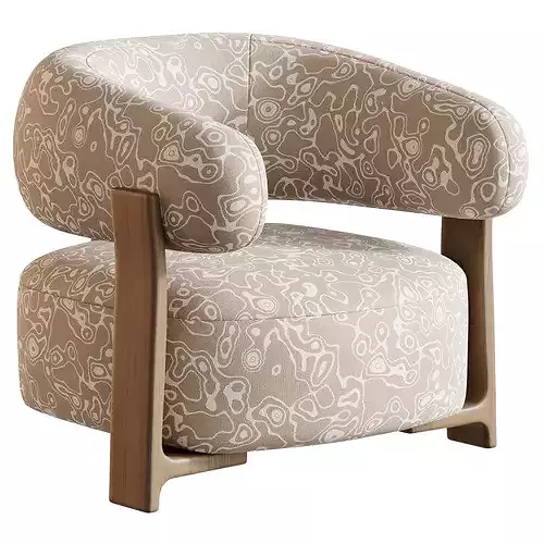 Fauteuil GRANITE - Bruin Walnoot 3D model 4