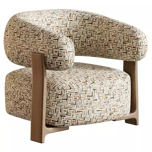 Fauteuil GRANITE - Bruin Walnoot 3D model 5