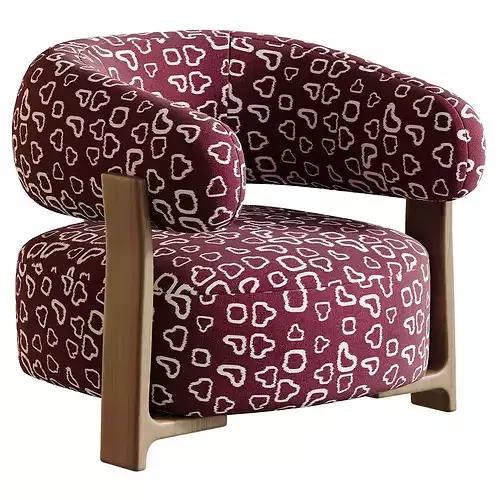 Fauteuil GRANITE - Bruin Walnoot 3D model 6