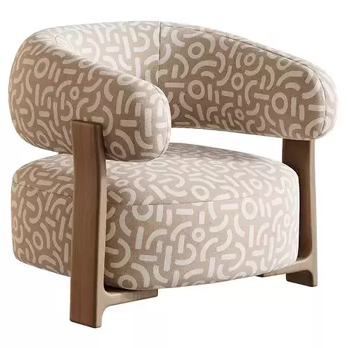 Fauteuil GRANITE - Bruin Walnoot 3D model 7