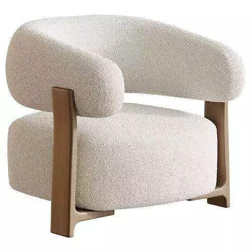 Fauteuil GRANITE - Bruin Walnoot 3D model 2