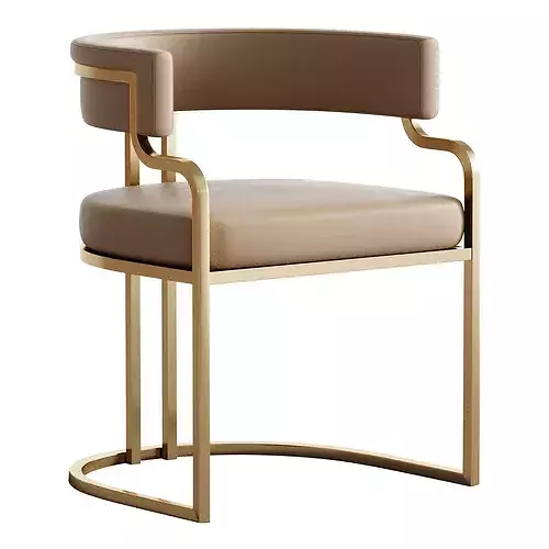 Faux Leather Dining Chairs Glam Style Open Back Armless Chair 3D model 5