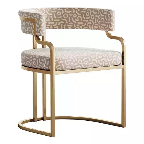 Faux Leather Dining Chairs Glam Style Open Back Armless Chair 3D model 4