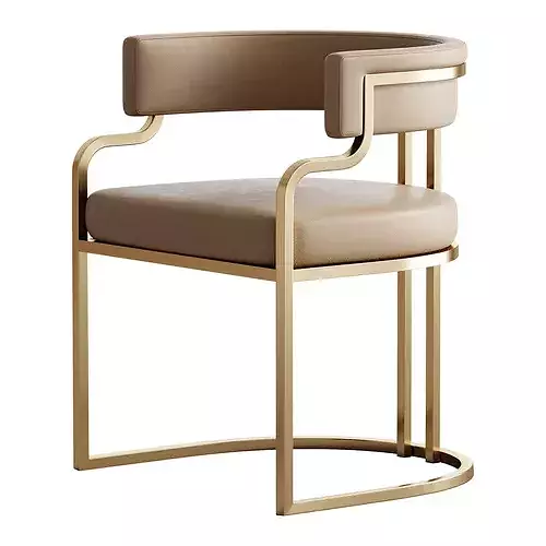 Faux Leather Dining Chairs Glam Style Open Back Armless Chair 3D model 7
