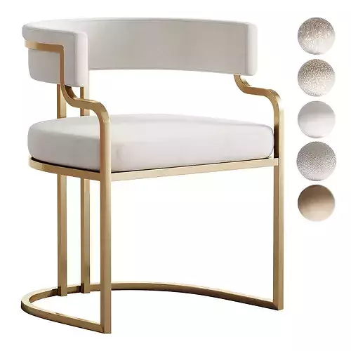 Faux Leather Dining Chairs Glam Style Open Back Armless Chair 3D model