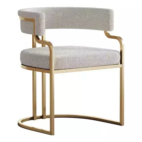 Faux Leather Dining Chairs Glam Style Open Back Armless Chair 3D model 2