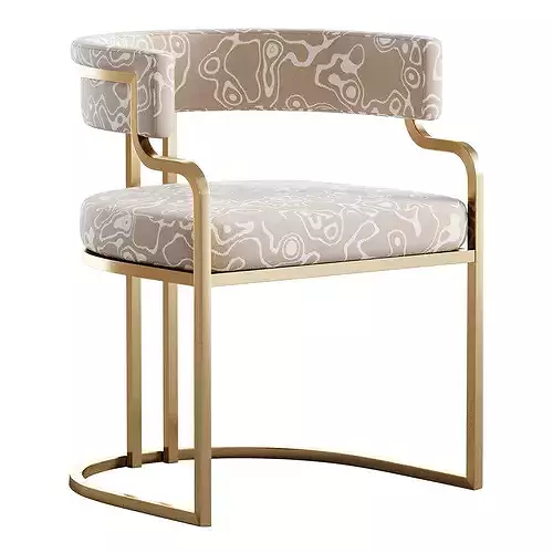 Faux Leather Dining Chairs Glam Style Open Back Armless Chair 3D model 3