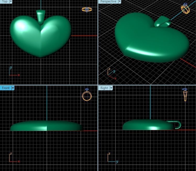 Pendant gold heart 3D print model_2