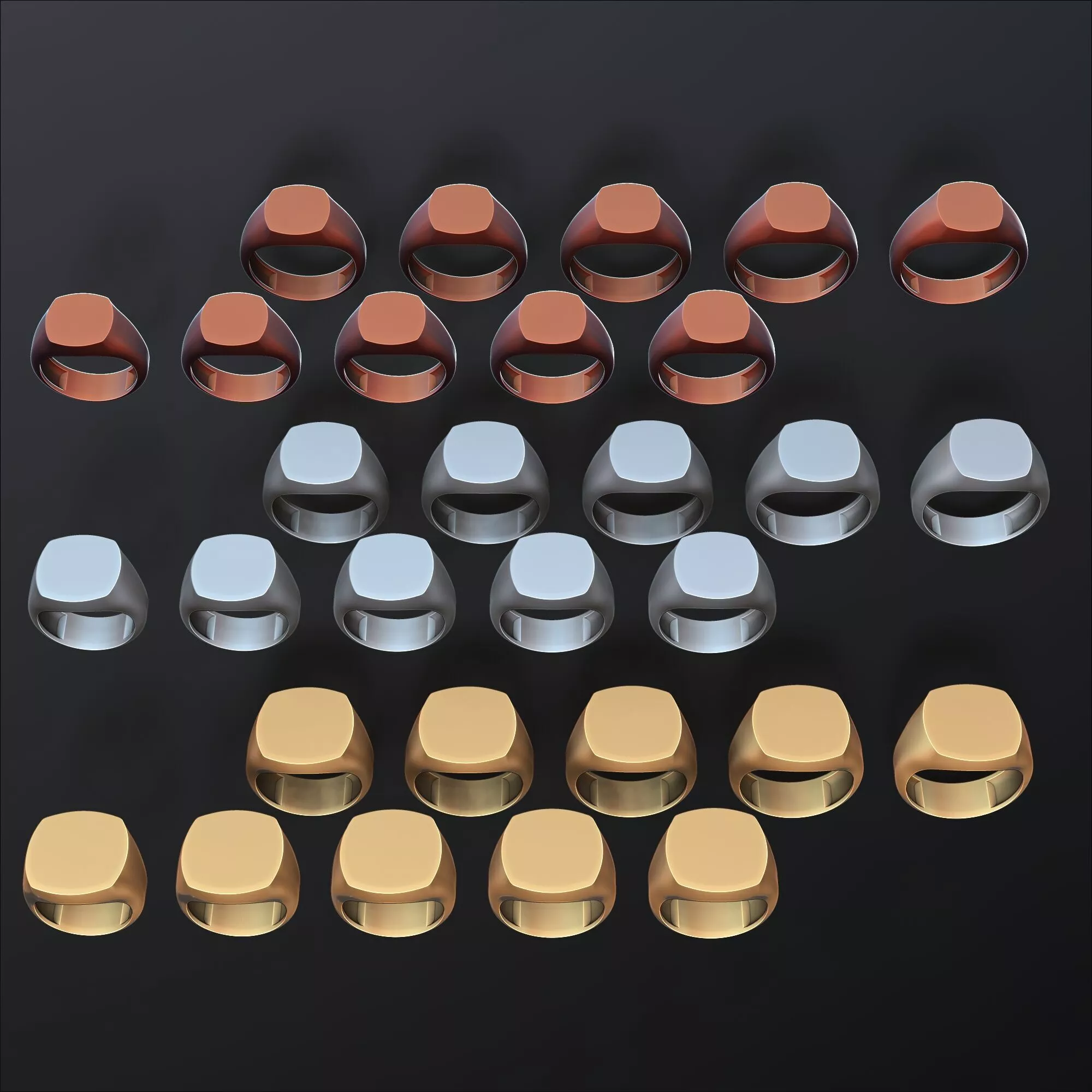 Jewelry Signet Ring v12 S M L Sizes Pack