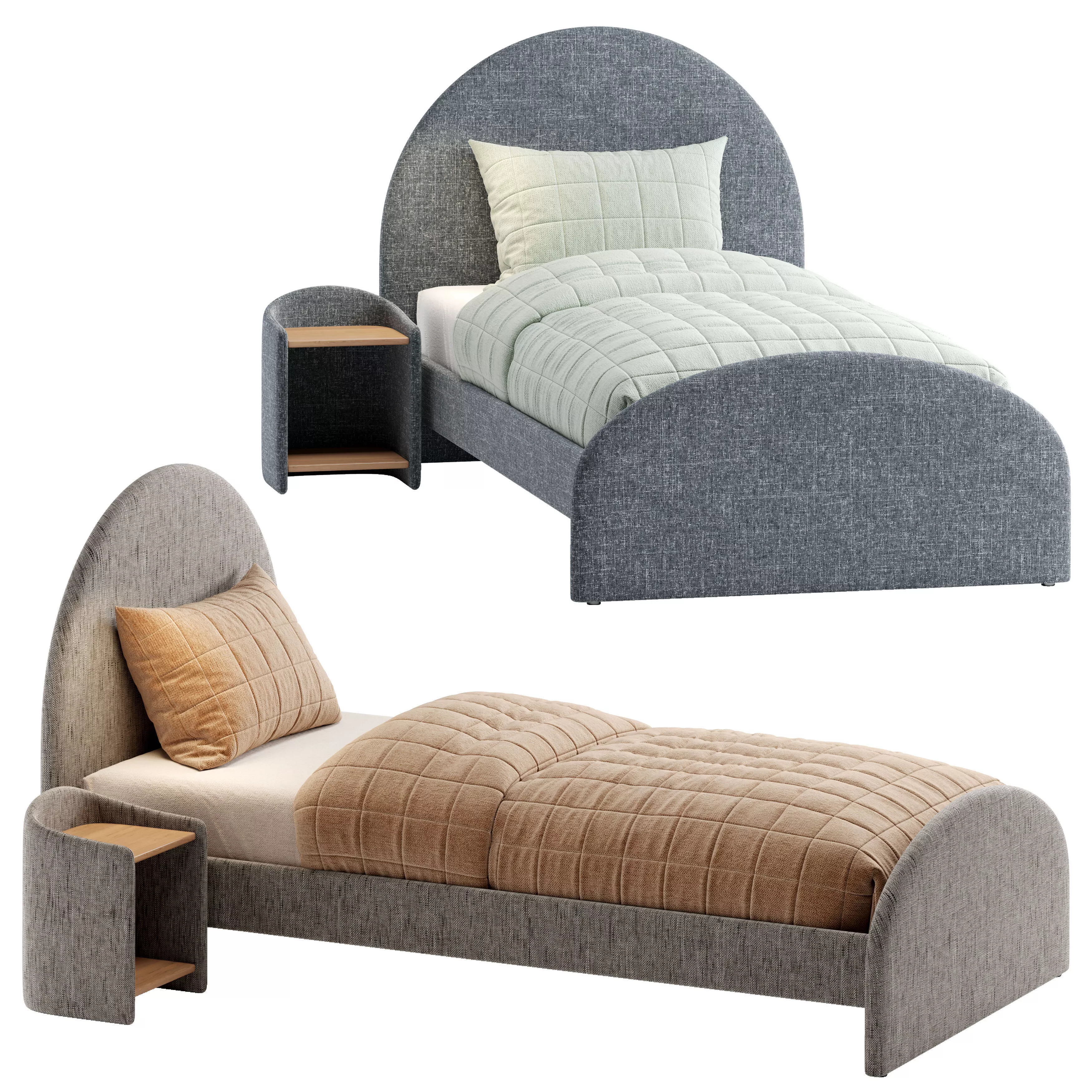 Adairs Oscar Blue Green Marle Bed 3D model