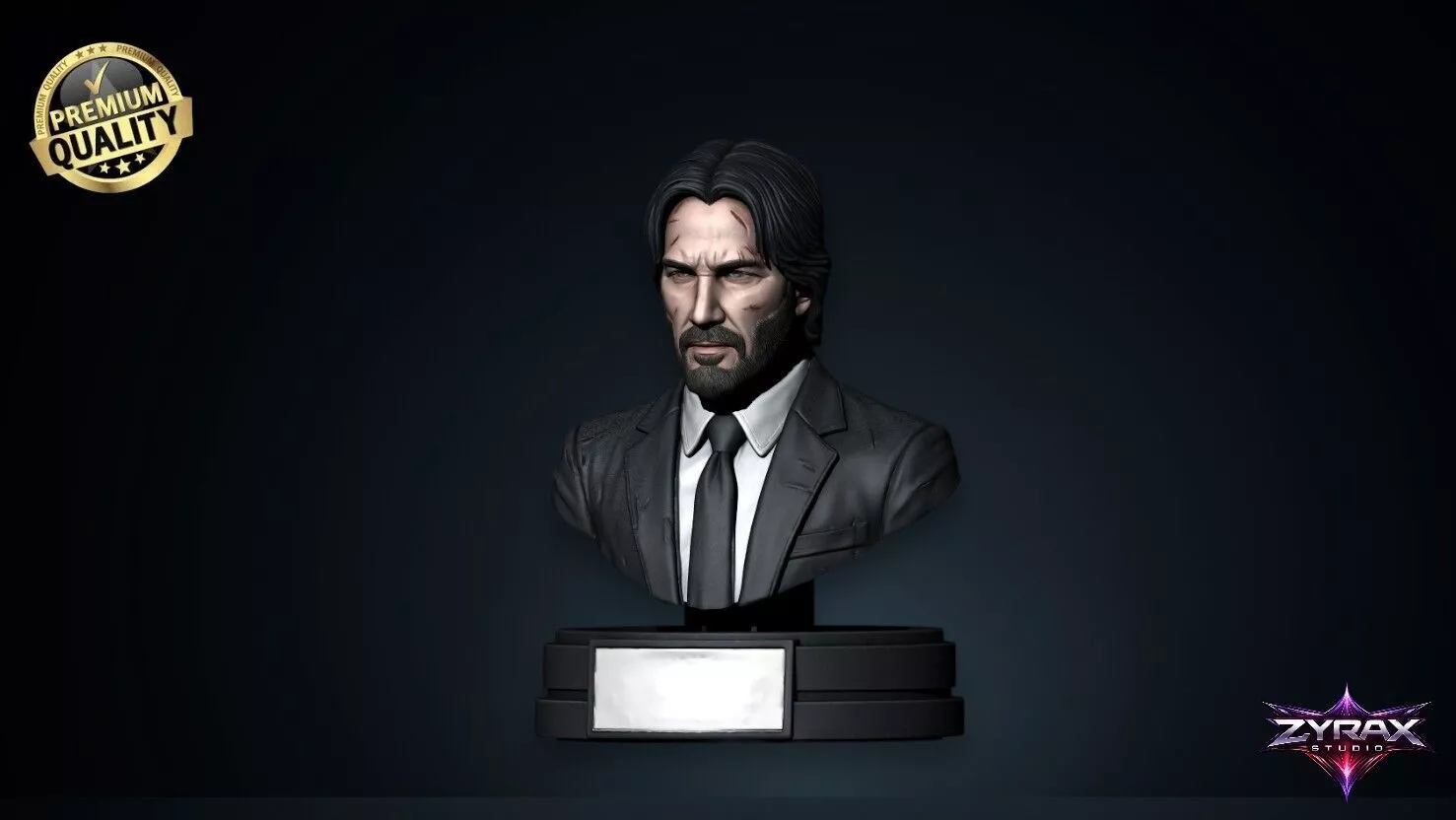 John Wick Bust STL Action Movie 3D Print Sculpture Model 3D print model