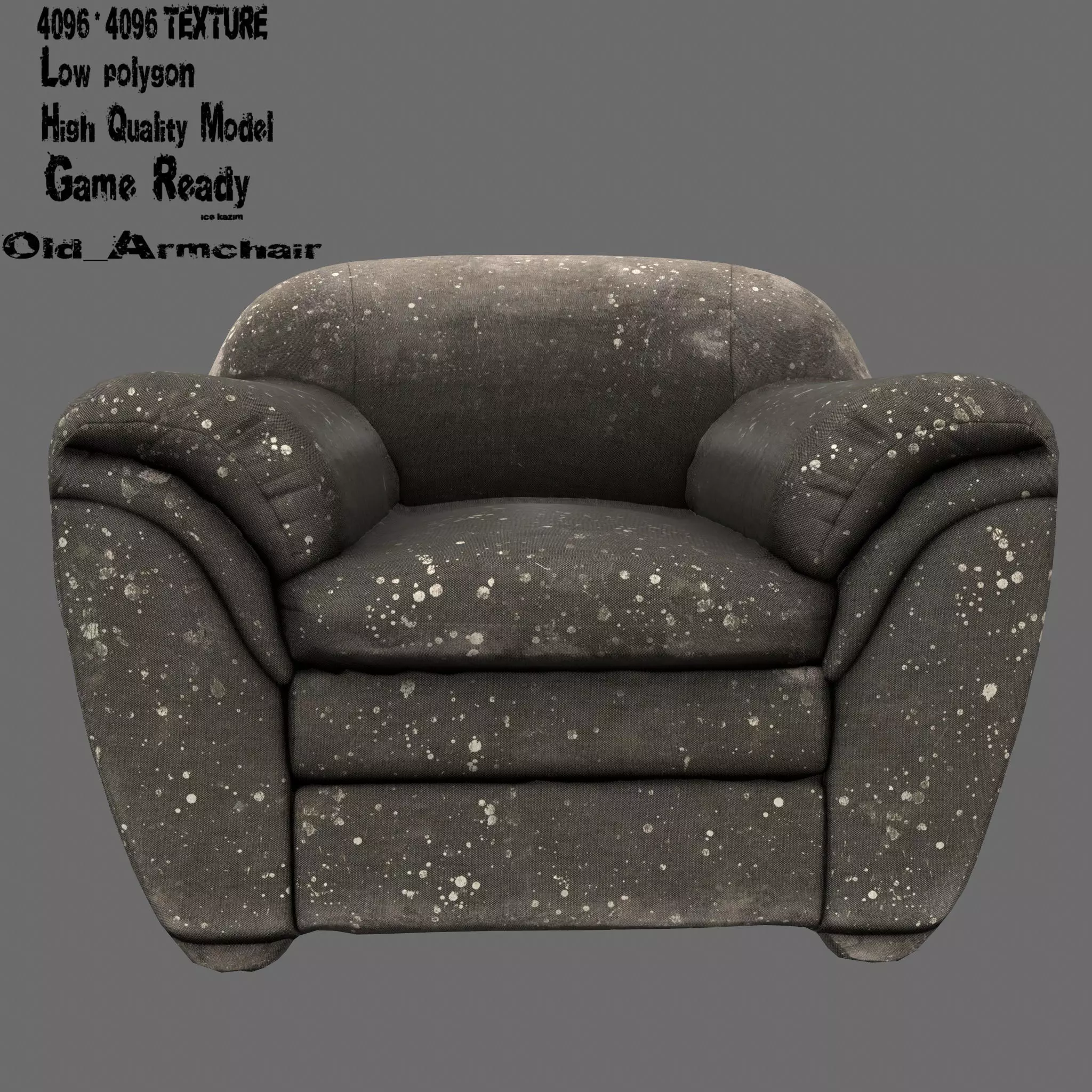 Armcahair chair with speckles Low-poly 3D model_0