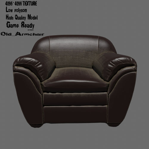 Armchair leather club chair Low-poly 3D model