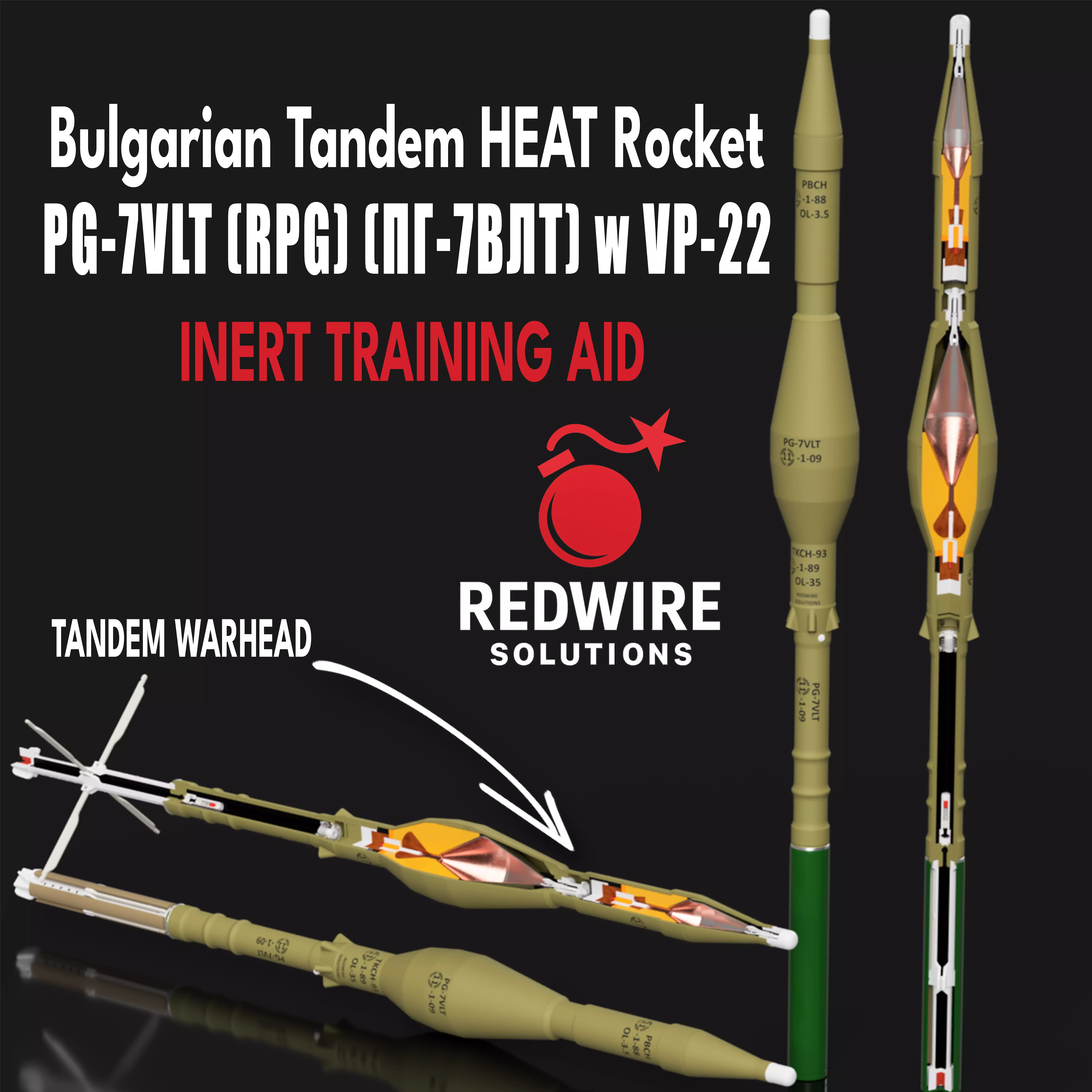 Russian PG 7VLT Tandem HEAT Rocket Training Aid 3D print model