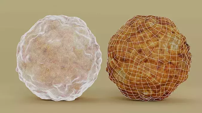 Fried Meatballs Photogrammetry  Food Asset Low-poly 3D model 3