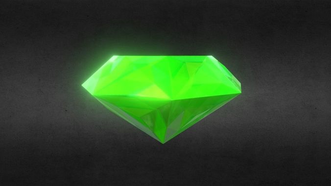 Game-Ready Green Emerald Diamond Precious Gem Low-poly 3D model