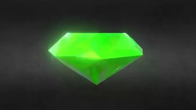 Game-Ready Green Emerald Diamond Precious Gem Low-poly 3D model