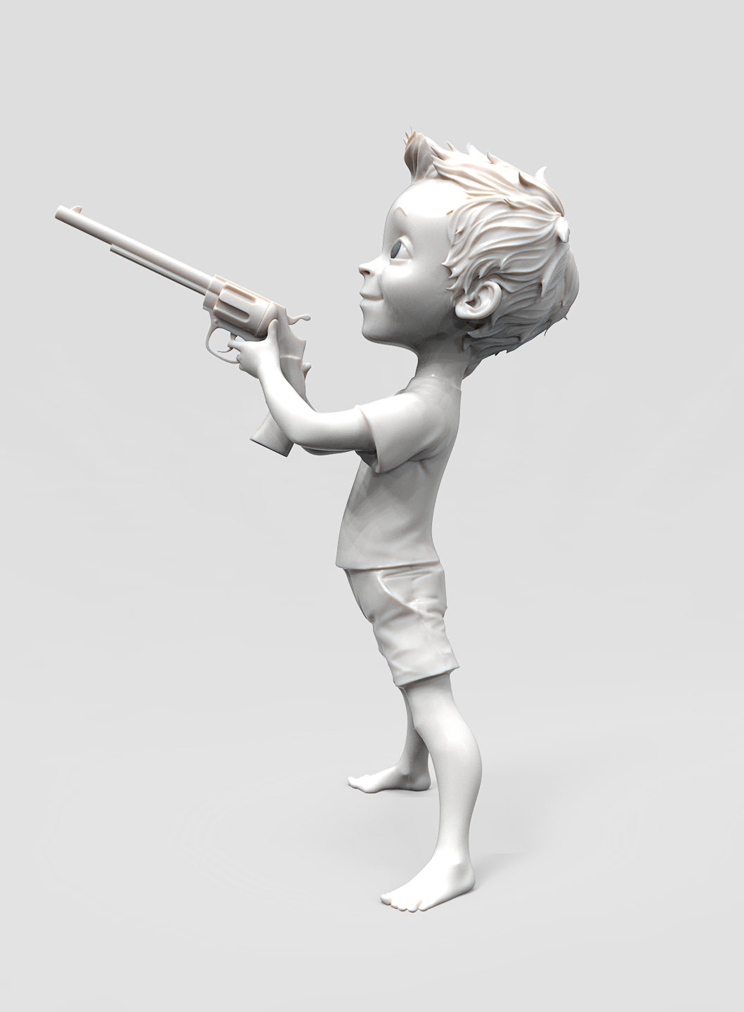 Small boy with gun 3D model_3